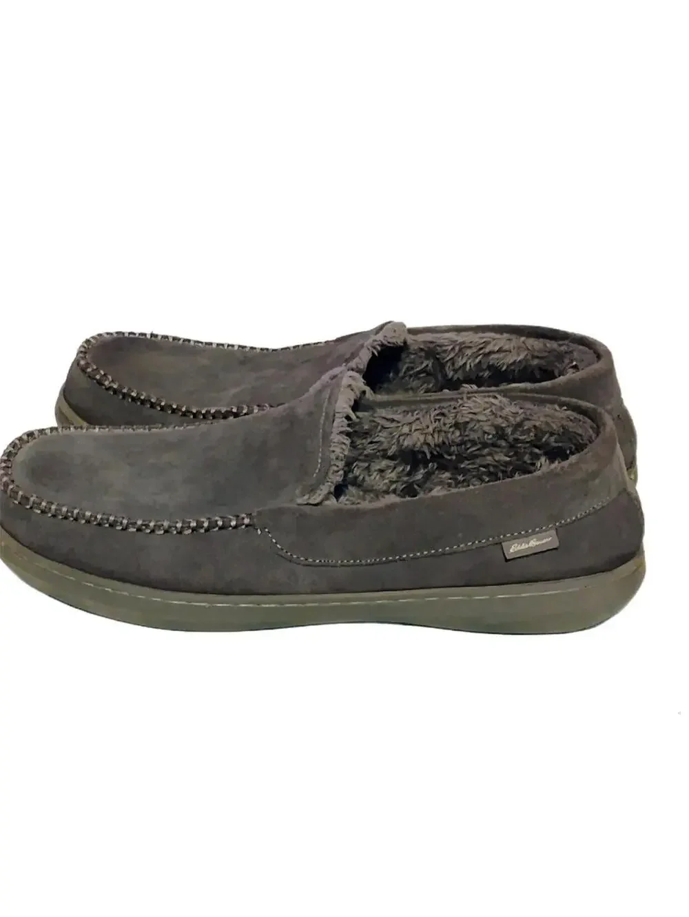 Eddie Bauer Men's Moccasin Suede Faux Fur Lined Slipper XL 11-12 Comfort